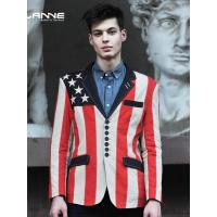 LLANNE英伦男装五角星美国亚麻西装棉麻个性休闲西服男薄款