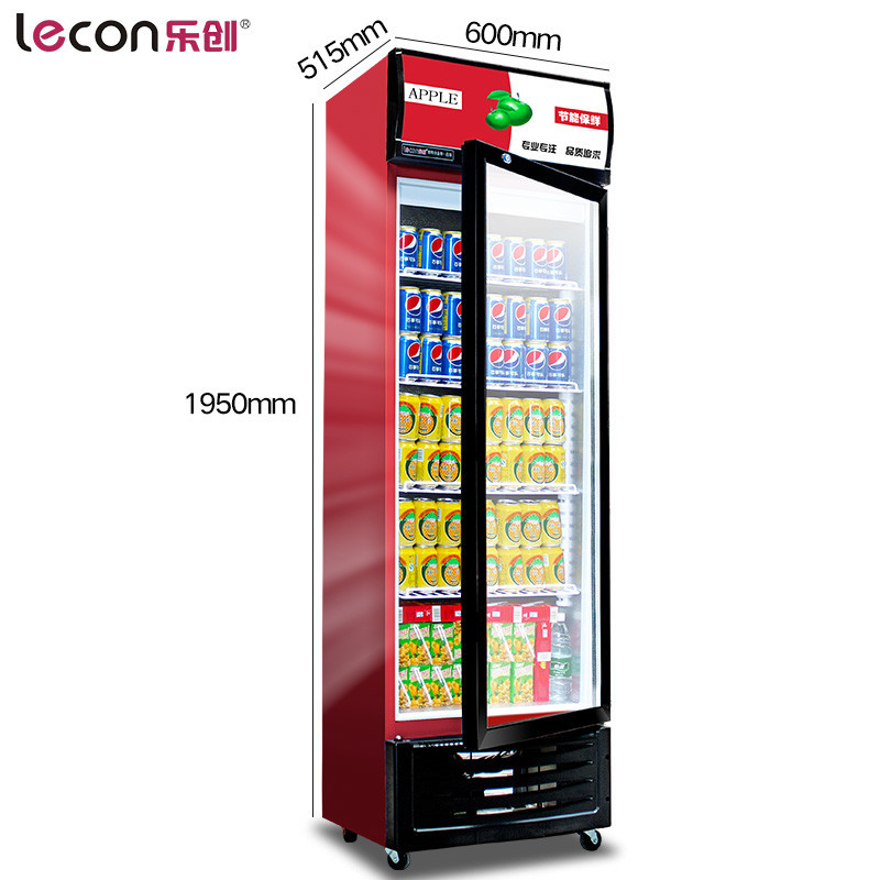 乐创(lecon)商用冷藏饮料柜 展示柜冰柜饮品冰箱 单门风冷