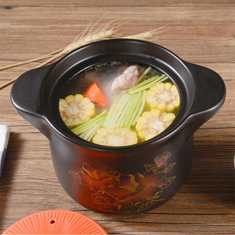 雅诚德(arst)陶瓷煲紫砂锅炖锅6.5L 家用汤煲耐高温干烧不裂养生锅 金黄色直径33cm