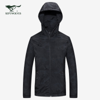 七匹狼户外茄克2018年春季新品男士青年连帽时尚夹克衫男装