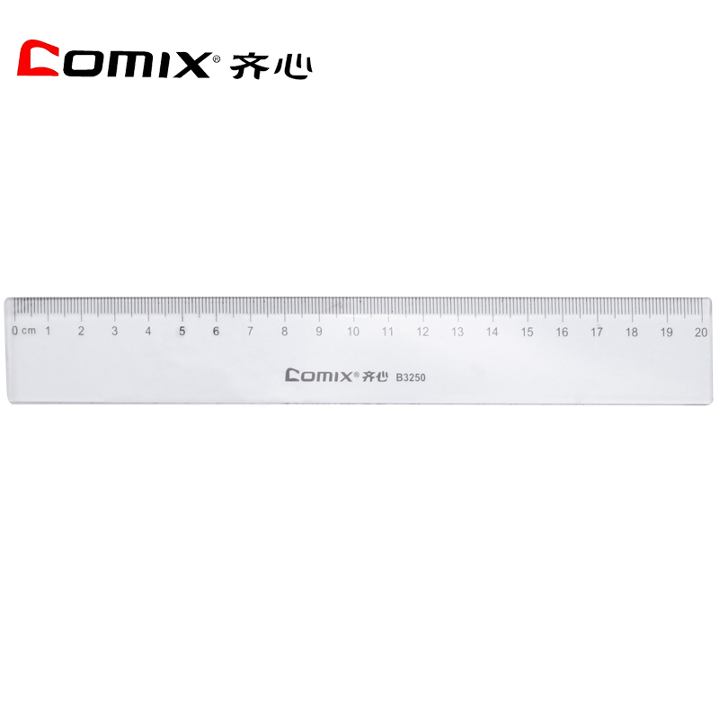 齐心(Comix) B3250 20cm直尺10个 塑料直尺 透明直尺 文具直尺 学生直尺 厘米尺 刻度尺 尺子高清大图
