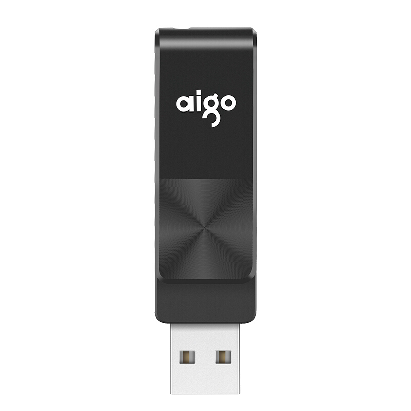 爱国者(aigo)U266 16G 电脑U盘 360°旋转防护U盘 CD纹防滑设计 黑色