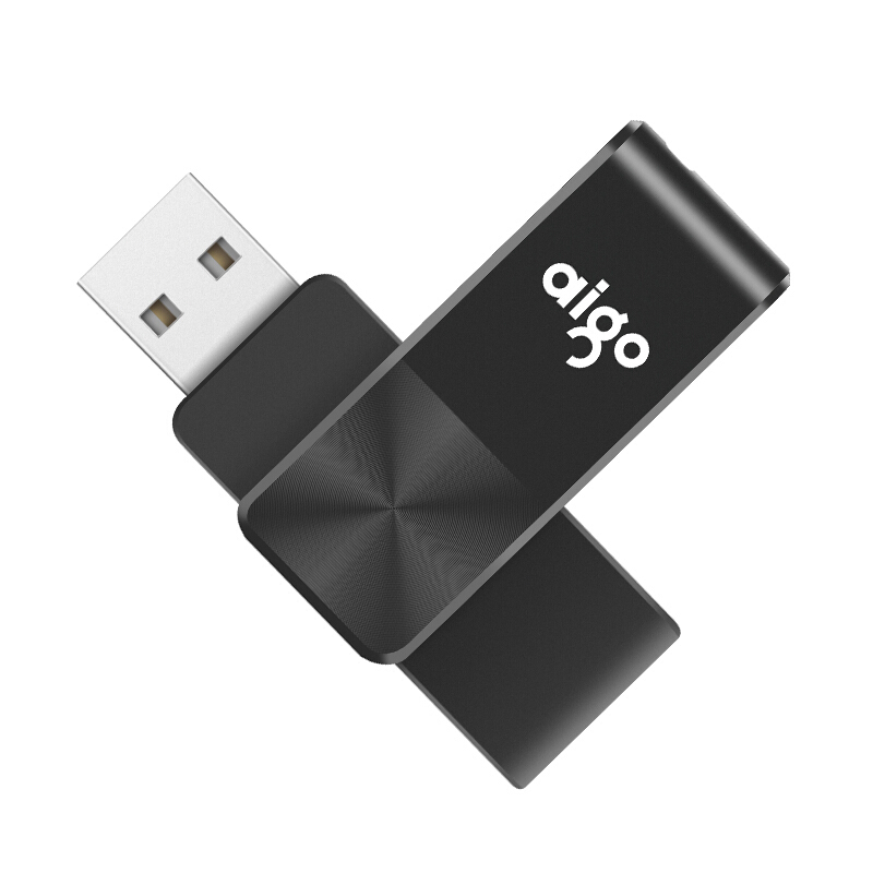 爱国者（aigo）U266 8G 电脑U盘 360°旋转防护U盘 CD纹防滑设计 黑色