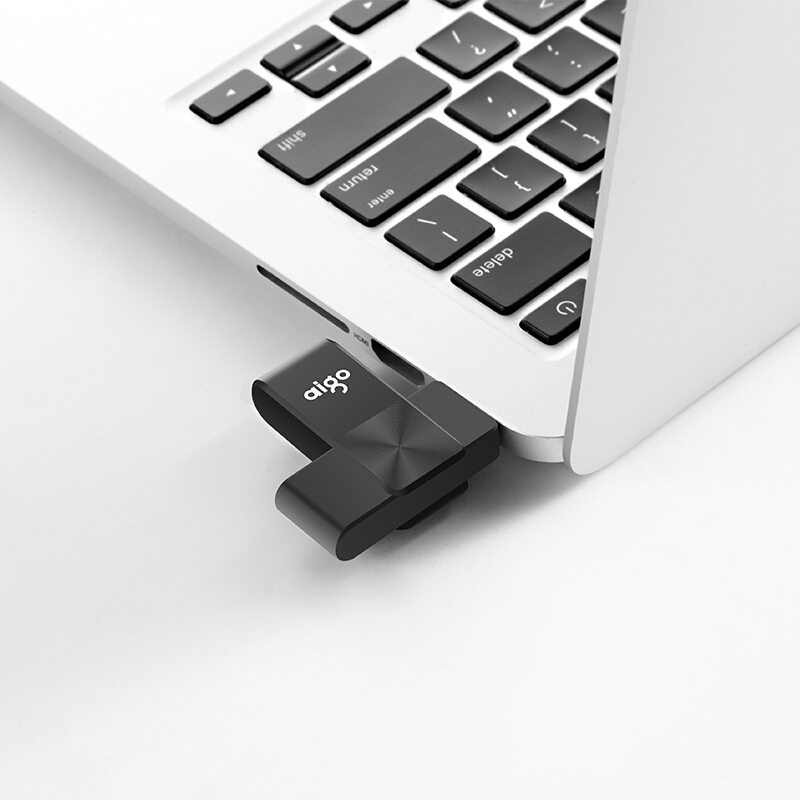 爱国者（aigo）U266 8G 电脑U盘 360°旋转防护U盘 CD纹防滑设计 黑色