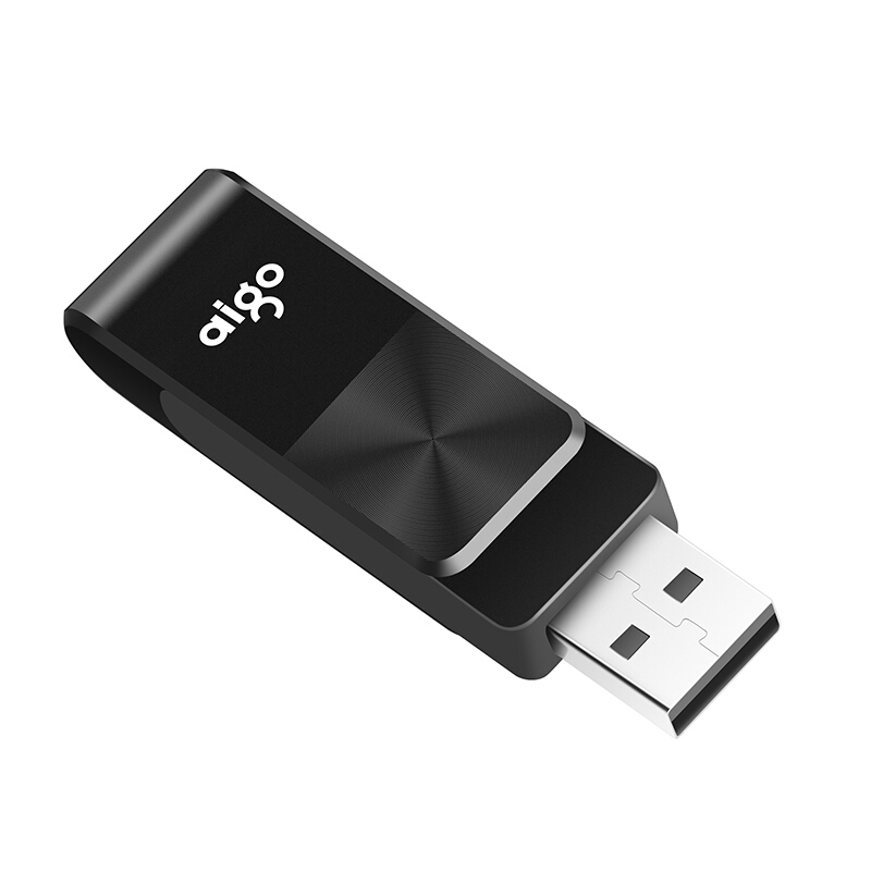 爱国者（aigo）U266 8G 电脑U盘 360°旋转防护U盘 CD纹防滑设计 黑色