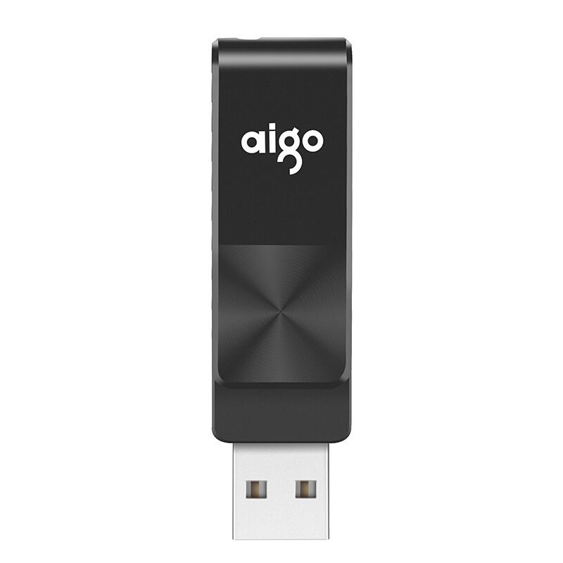 爱国者（aigo）U266 8G 电脑U盘 360°旋转防护U盘 CD纹防滑设计 黑色