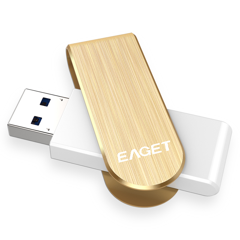 忆捷(EAGET)F50 USB3.0高速情侣金属U盘16G 360度旋转款金色