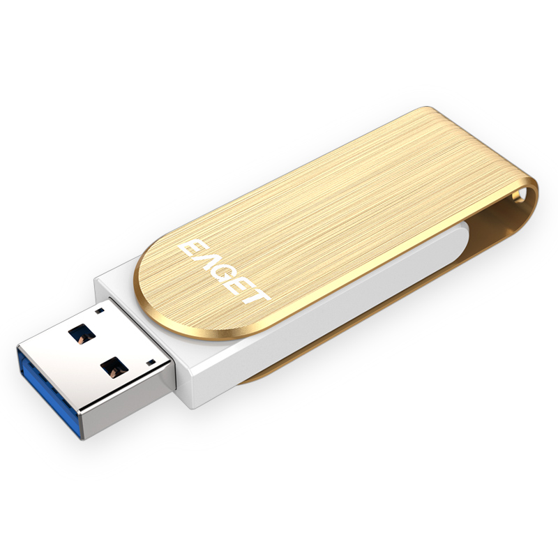 忆捷(EAGET)F50 USB3.0高速情侣金属U盘16G 360度旋转款金色