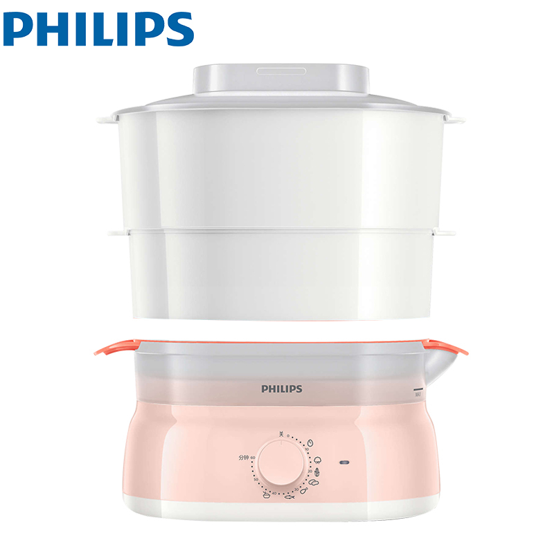 飞利浦(Philips)电蒸锅HD9103/11多功能家用预约定时蒸汽锅电火锅双层蒸笼 防干烧功能 蒸笼容量4-6L