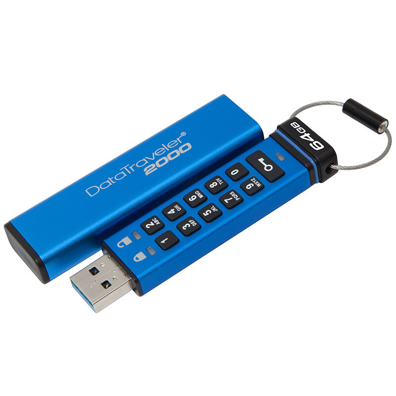 金士顿(Kingston)DT2000 64GB U盘 USB3.1 读速120MB/s 加密U盘
