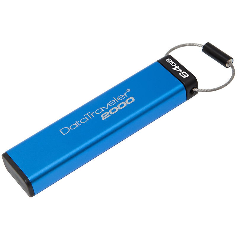 金士顿(Kingston)DT2000 64GB U盘 USB3.1 读速120MB/s 加密U盘