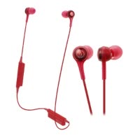 铁三角(audio-technica)ATH-CK200BT 无线蓝牙入耳式运动耳机 带线控 手机耳机 通话式耳机 红色