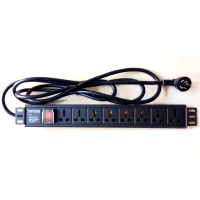 图腾(TOTEN)8位16A PDU 机柜电源分配器 多用插孔pdu电源 机柜专用插座 网络机柜PDU 带开关3米线