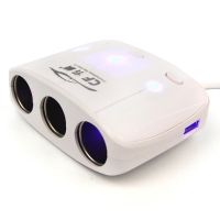 传枫点烟器分插座一拖三电源转换器带独立开关带USB充电CF-401