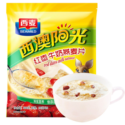 西麦(SEAMILD)红枣牛奶燕麦片560g袋装澳洲燕麦营养代餐饱腹冲饮谷物