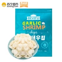 韩国进口百味福(BEVIFU)大蒜香味虾片258g 巨型网红零食情侣超大膨化礼包