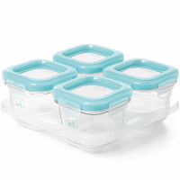 OXO/奥秀 6396700 婴儿玻璃辅食保鲜盒/零食便携密封盒 4OZ 4件套 北欧蓝