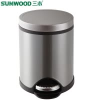 三木(SUNWOOD)6014 8L金属脚踏式垃圾桶尊贵银 不锈钢垃圾桶厕所家用创意卫生间厨房客厅有带盖纸篓 办公文具