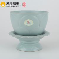 东道汝窑茶具 大莲花盏品杯 天青色 陶瓷 冰裂釉