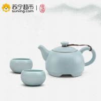 东道 汝窑圆融一壶两杯组 汝窑景德镇陶瓷 冰裂釉 功夫茶具 冰裂纹 茶组茶具整套茶具 否