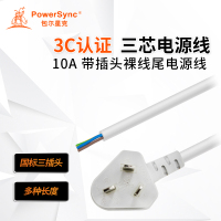 10A国标认证带插头电源线 白色 三芯电源线 1.8米
