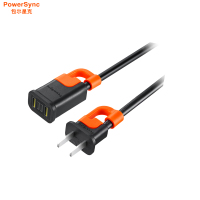 电源线 双色 抗摇摆 180度二插对180度公对母延长线 黑配橘 10米