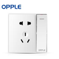 欧普照明(OPPLE)一开单控86型单开五孔墙壁二三插电源灯带开关插座面板 大翘板白色 一开单五孔