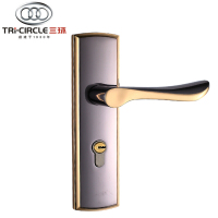 三环门锁室内欧式现代简约房门锁卧室门锁机械门锁具 钛黑金锁