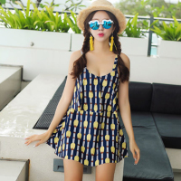 金格尔保守泳衣女连体遮肚显瘦性感聚拢温泉小香风大码裙式游泳衣