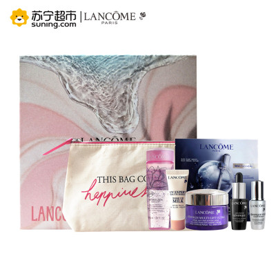 兰蔻(LANCOME)水份缘啫喱+塑颜焕白霜+小黑精华+眼部肌底液+小嫩膜+防晒+化妆包 护肤中小样套 补水保湿清洁