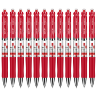 得力(deli)S01红色0.5mm经典办公按动中性笔水笔签字笔 12支/盒 10盒装