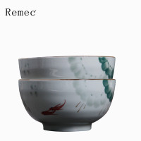 靓佳高温釉下彩面汤碗6英寸鱼趣2个装 汤碗 大碗 日式碗 陶瓷碗 大汤碗 大面碗 高脚碗 防烫 加厚碗