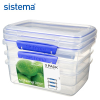 新西兰sistema 矩形保鲜盒 1613 3件套组合装长方形密封盒收纳盒冰箱储物