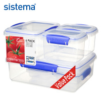 新西兰sistema 矩形保鲜盒 1760 6件套组合装长方形密封盒收纳盒冰箱储物