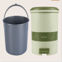 茶花 新款大号脚踏垃圾桶家用清洁桶圆型有盖杂物桶 9.6L