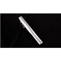 乐采_男士领带夹 正装领夹_高亮白钢商务简约长夹子