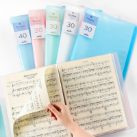 正彩60页资料册试卷夹办公用品学生用插页袋多层透明a4小清新文件夹档案夹 淡粉色60页 5个装