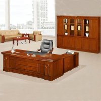 麦格尚 实木大班台 老板电脑桌 总裁办公桌 S102D24H 新胡桃色2400*1100*760