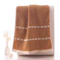 金号(KING SHORE) 4120A 纯棉提缎毛巾 加大厚实 全棉素色圆点情侣面巾 米色 棕色可选 单条装