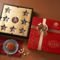 锦华月·锦上添花 中秋礼盒 蛋黄白莲蓉凤梨月饼红豆沙组合广式月饼580g