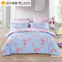LOVO家纺罗莱生活出品全棉四件套纯棉田园风床品床单四件套床上四件套纯棉炫彩华裳