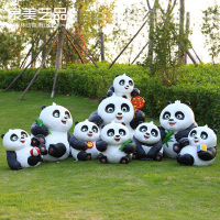 由惠体育玻璃钢卡通动物雕塑熊猫摆件