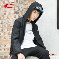 赛琪(SAIQI)男士运动风衣2018年秋季男款运动外套跑步防风薄款紧身型连帽涤纶短款斜拉链门襟九分袖217553