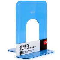 得力(deli)9270 小号铁书立 书挡 书架书夹书靠 2个/组 蓝色