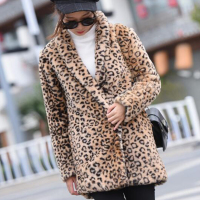 仿皮草 2018秋冬新款仿皮草 韩版女士仿皮草外套中长款风衣性感豹纹外套