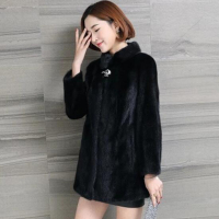 仿皮草 2018秋冬新款仿貂皮大衣女士中长款海宁水貂皮草整貂立领外套