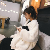 仿皮草 2018秋冬新款仿獭兔毛皮草外套女 中长款卫衣宽松韩版