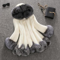 仿皮草 2018秋冬新款仿水貂皮大衣女款皮草外套中长款带帽