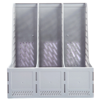 得力（deli）33666资料架三联文件栏文件收纳座文件框文件夹黑蓝灰文件筐