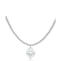[直营]TIFFANY&CO.蒂芙尼925银欧美风格RETURN TO TIFFANY系列女士心形吊坠银饰串珠项链送恋人
